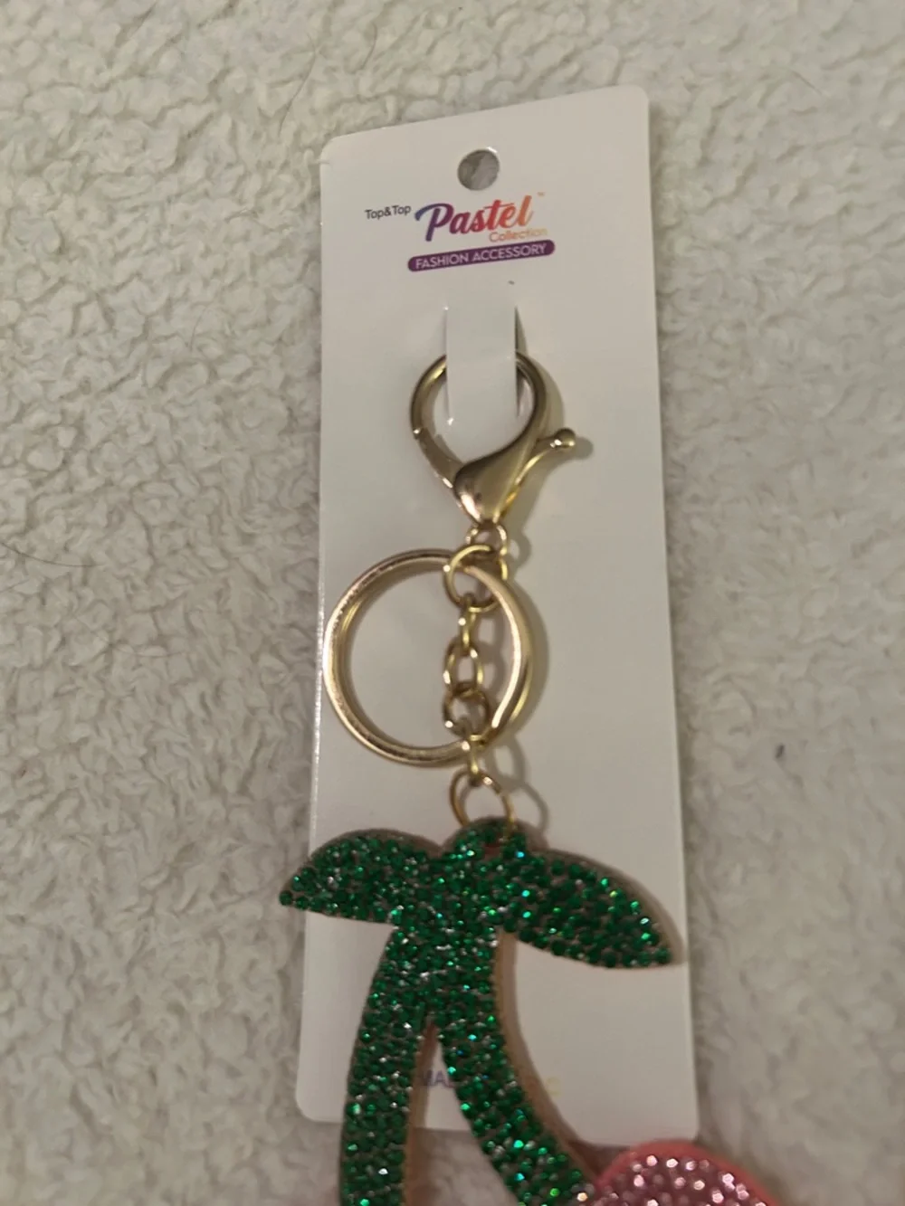 Rhinestone Cherry Bag Charm - Picture 3 of 3